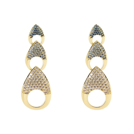 Orecchini tre gocce pavè Deva - Oro