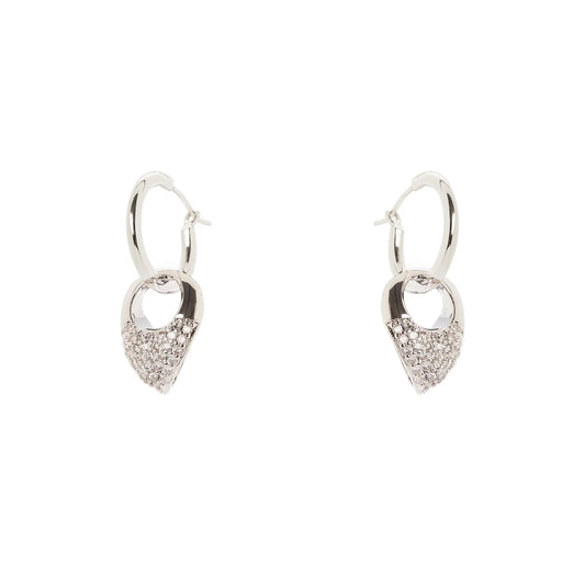 Orecchini cerchio goccia pavè pendente Deva - Argento