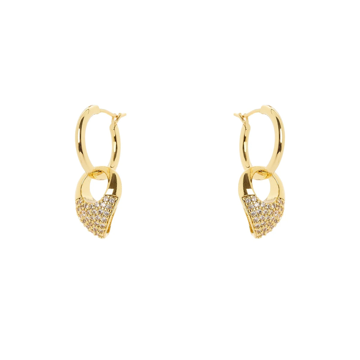 Orecchini cerchio goccia pavè pendente Deva - Oro