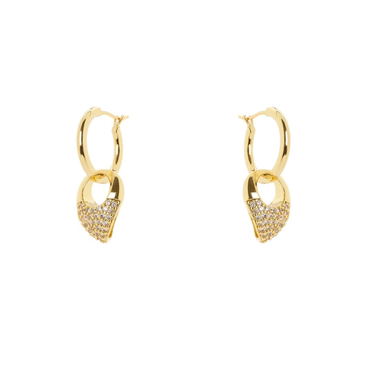Orecchini cerchio goccia pavè pendente Deva - Oro
