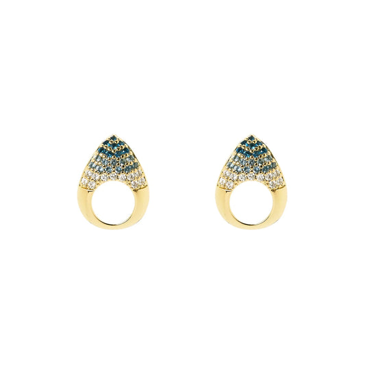Piccoli orecchini goccia cava pavè Deva - Oro