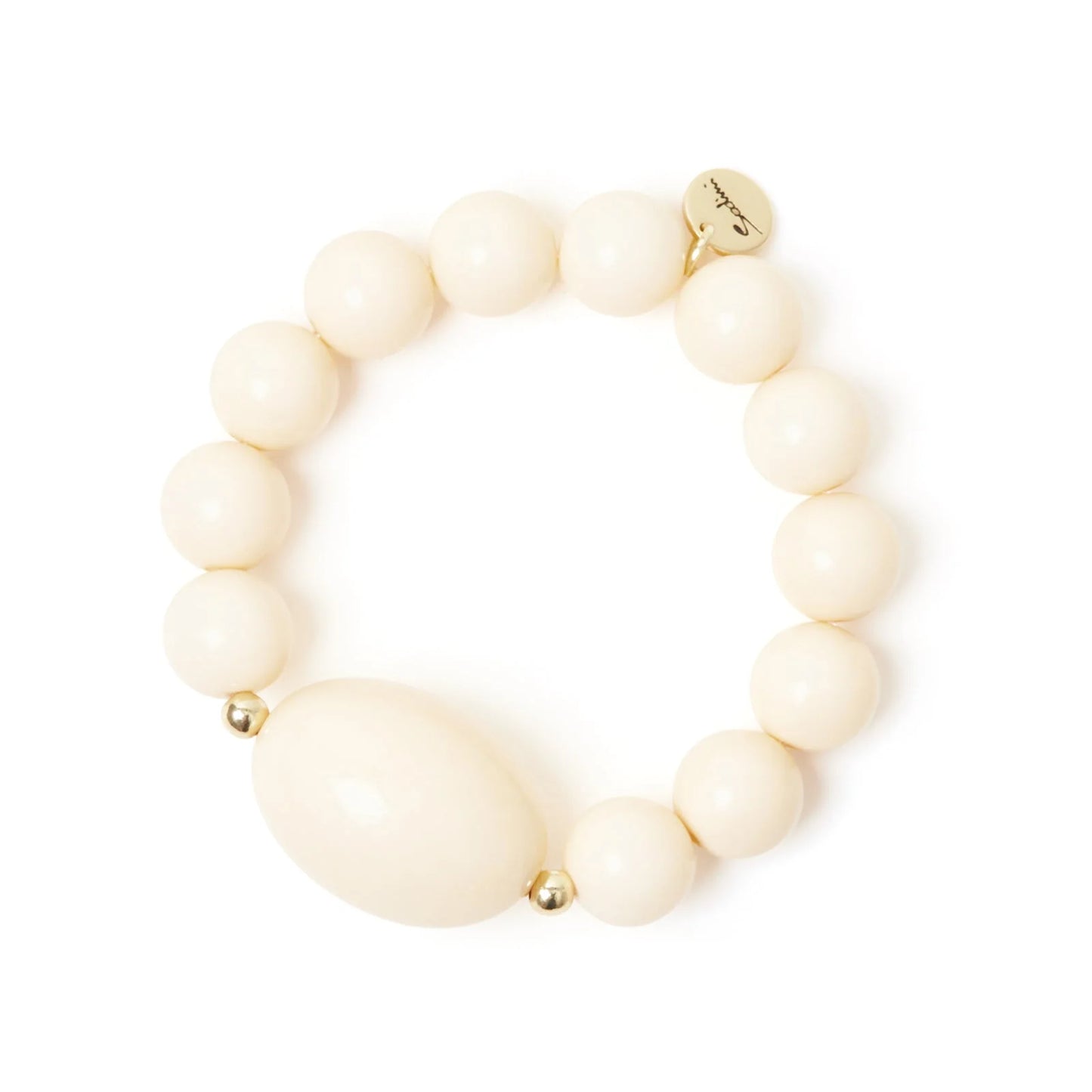 Bracciale elastico grandi boule e ovale Vieste - Avorio