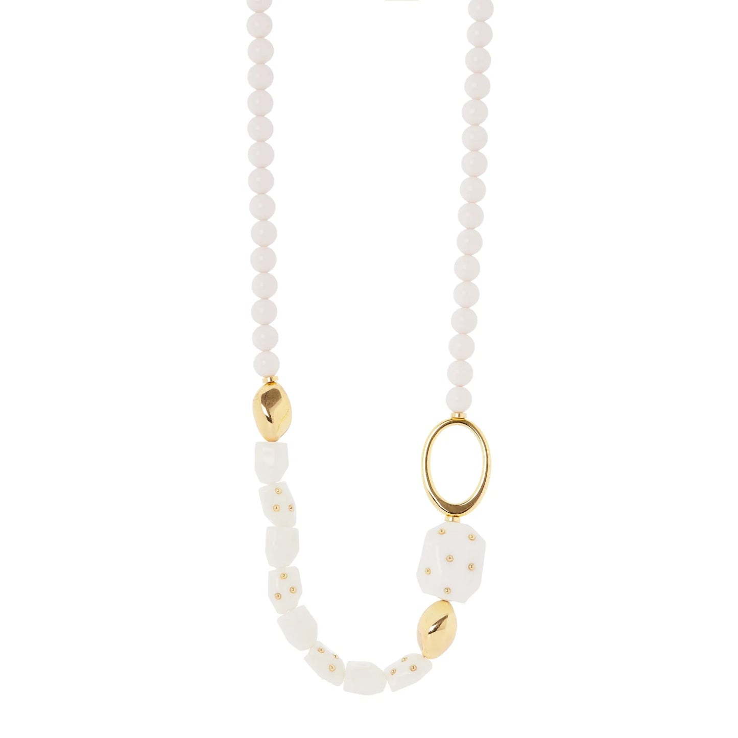 Collana lunga boule ed elementi poliedrici Filicudi - Bianco