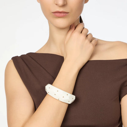 Bracciale rigido superficie poliedrica Filicudi - Bianco