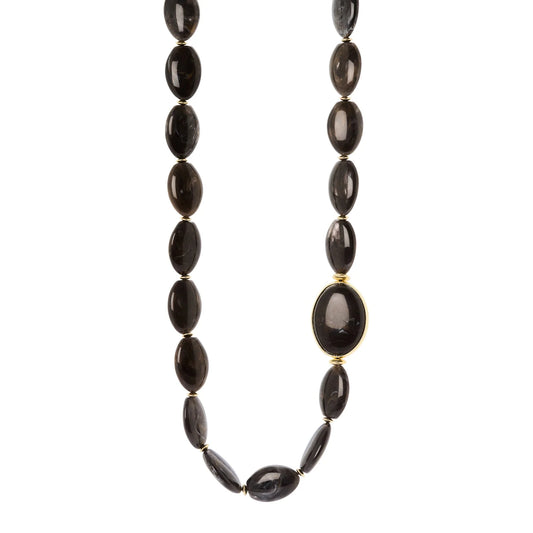 Collana lunga grandi ciottoli Harper - Nero