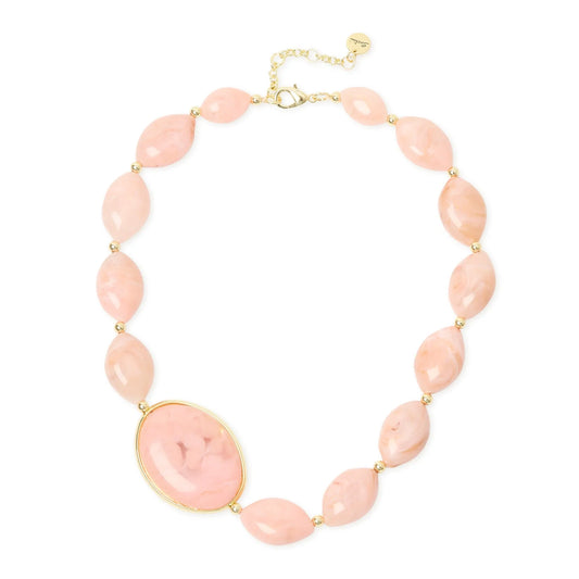 Collana corta grandi ciottoli Harper - Rosa