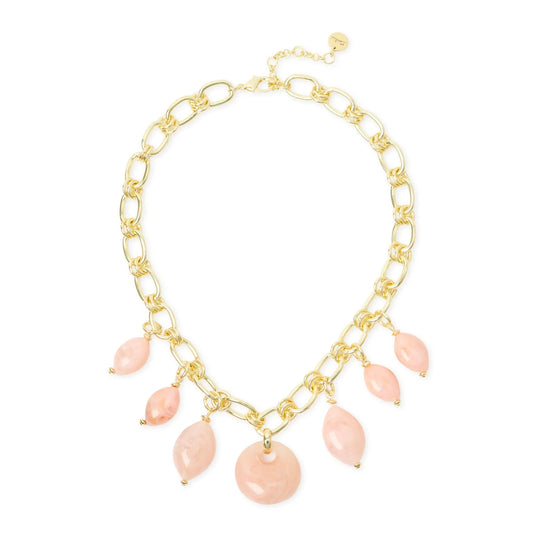 Collana corta grandi maglie e pendenti Harper - Rosa