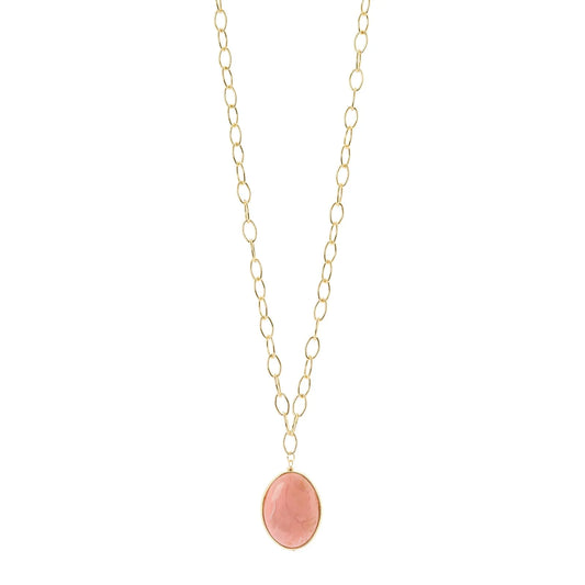 Collana lunga catena cabochon Harper - Rosa