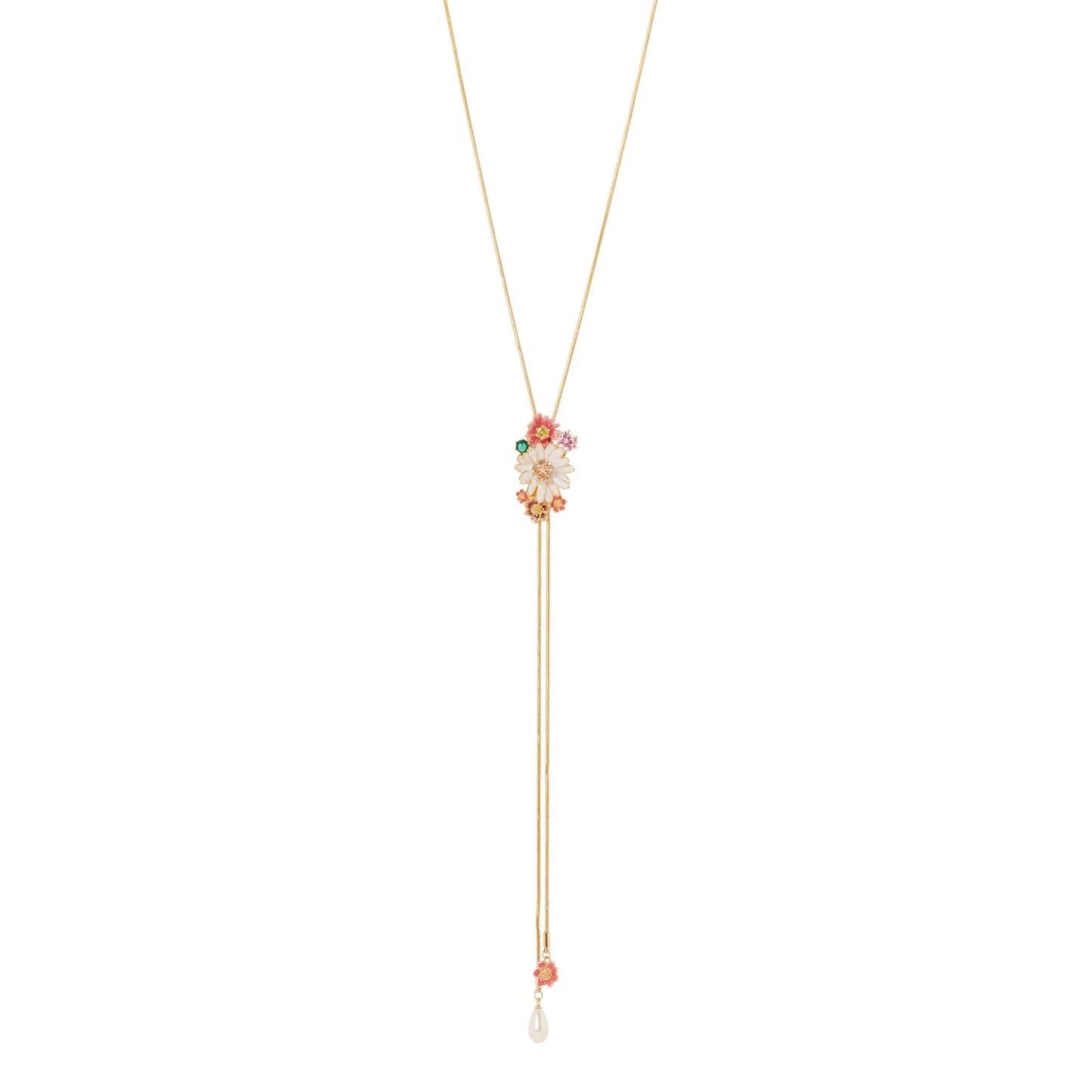 Collana lunga a cravatta e fiori Hanami - Multicolor