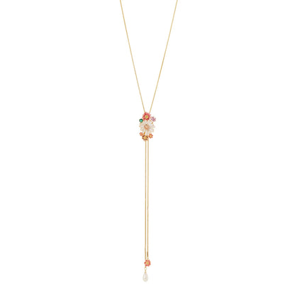 Collana lunga a cravatta e fiori Hanami - Multicolor