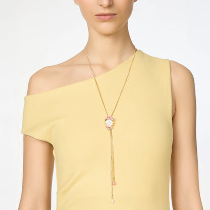 Collana lunga a cravatta e fiori Hanami - Multicolor