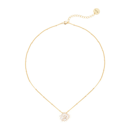 Girocollo catena mini sfere e fiorellino Hanami - Bianco