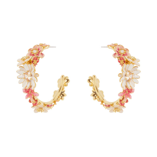 Orecchini cerchio e fiorellini Hanami - Multicolor