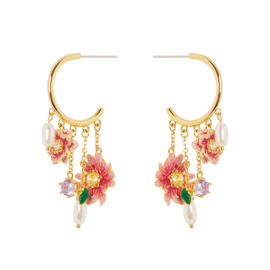 Orecchini cerchio catenelle pendenti Hanami - Multicolor