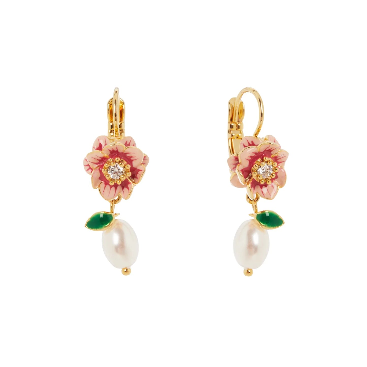 Orecchini monachella fiore e perla Hanami - Rosa
