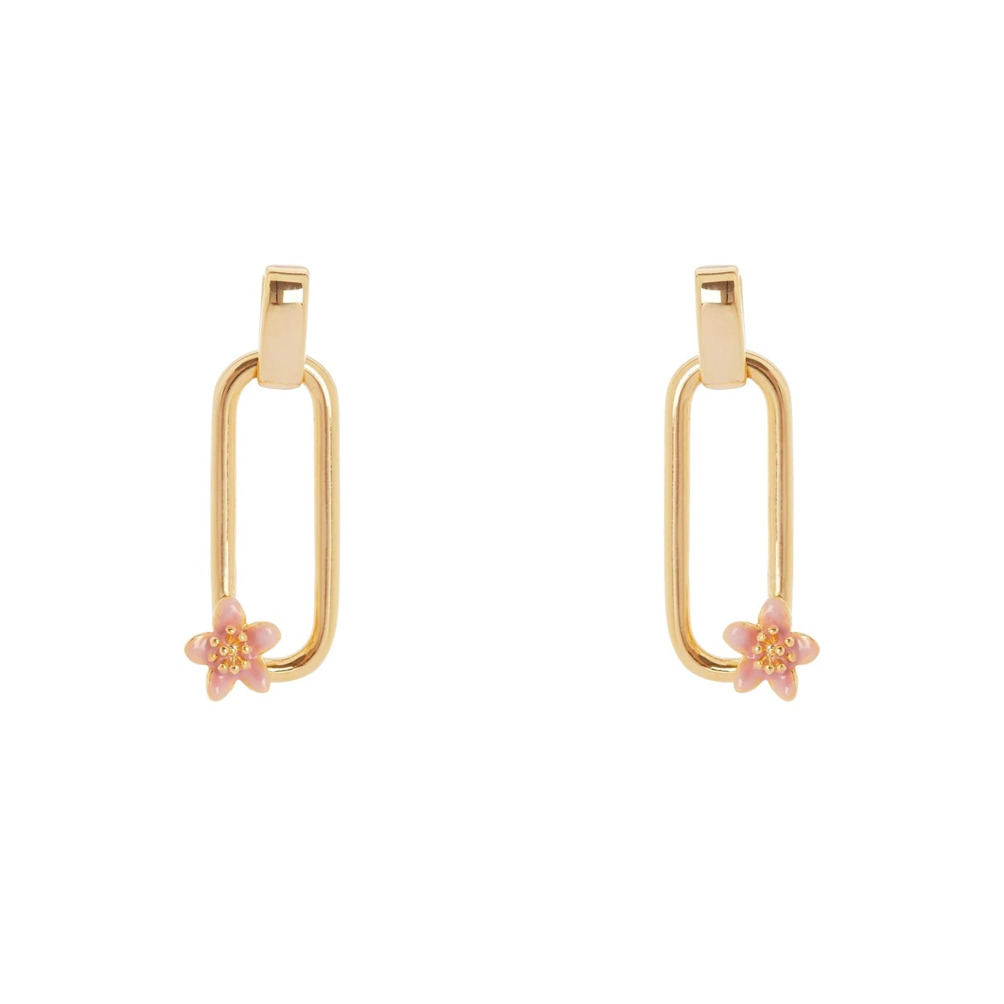 Orecchini maglia lunga e fiorellino Hanami - Oro