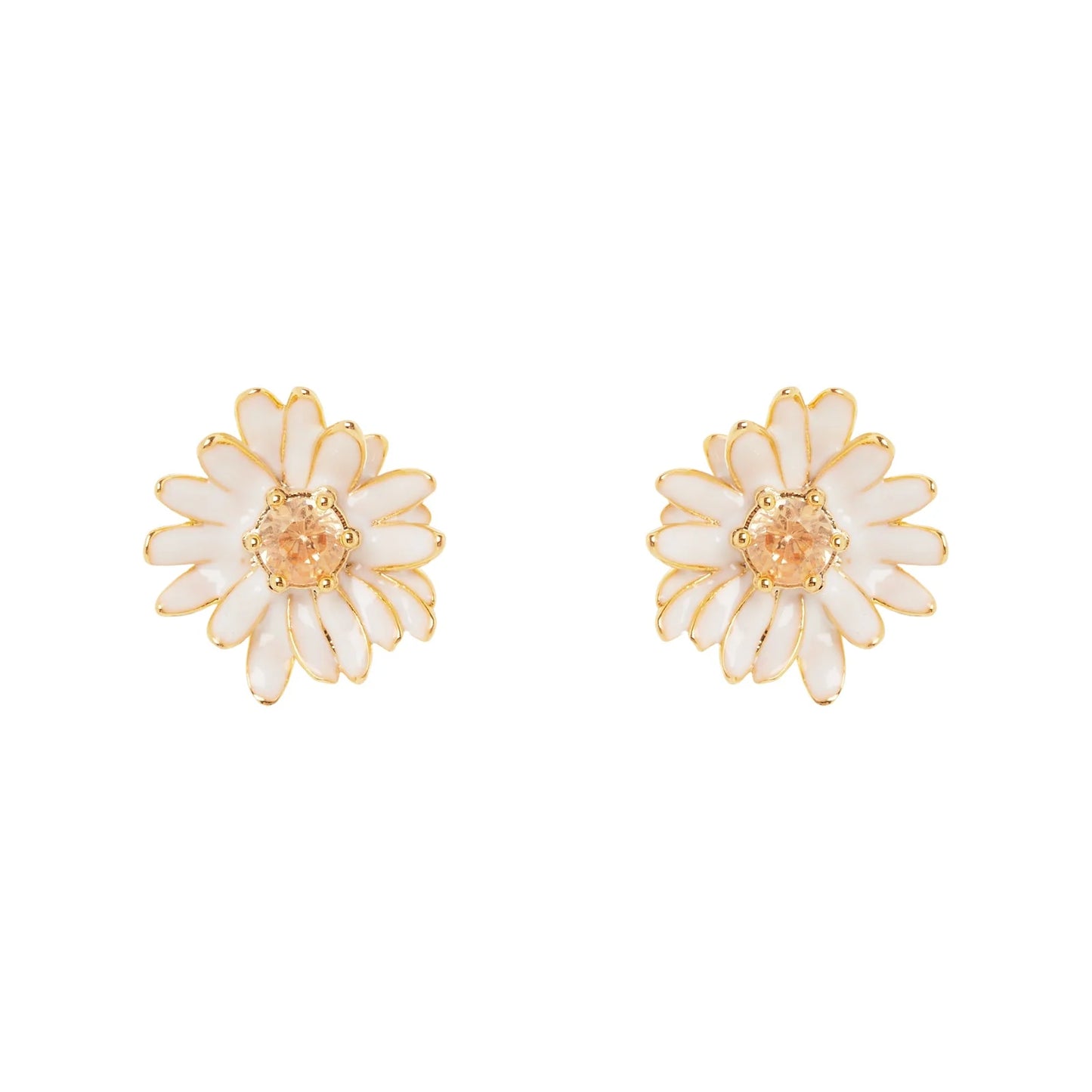 Orecchini a fiore con cristallo Hanami - Bianco