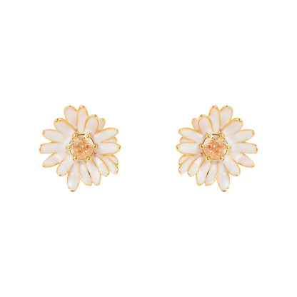 Orecchini a fiore con cristallo Hanami - Bianco