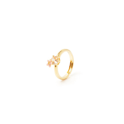 Anello cristallo e fiorellino Hanami - Rosa