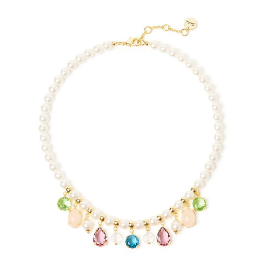 Girocollo perle e pendenti Ninfa - Multicolor