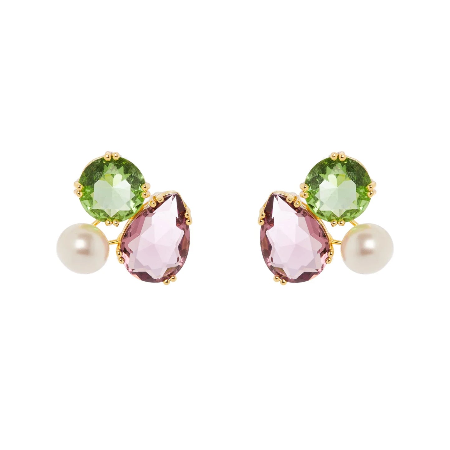 Orecchini cluster cristalli e perla Ninfa - Multicolor