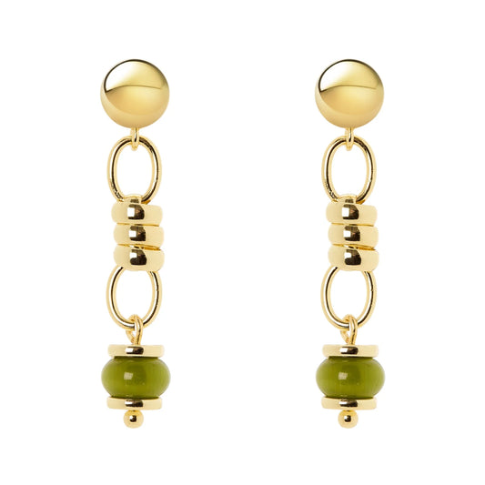 Orecchini maglie ovali anellini boule Modern Muse - Oliva