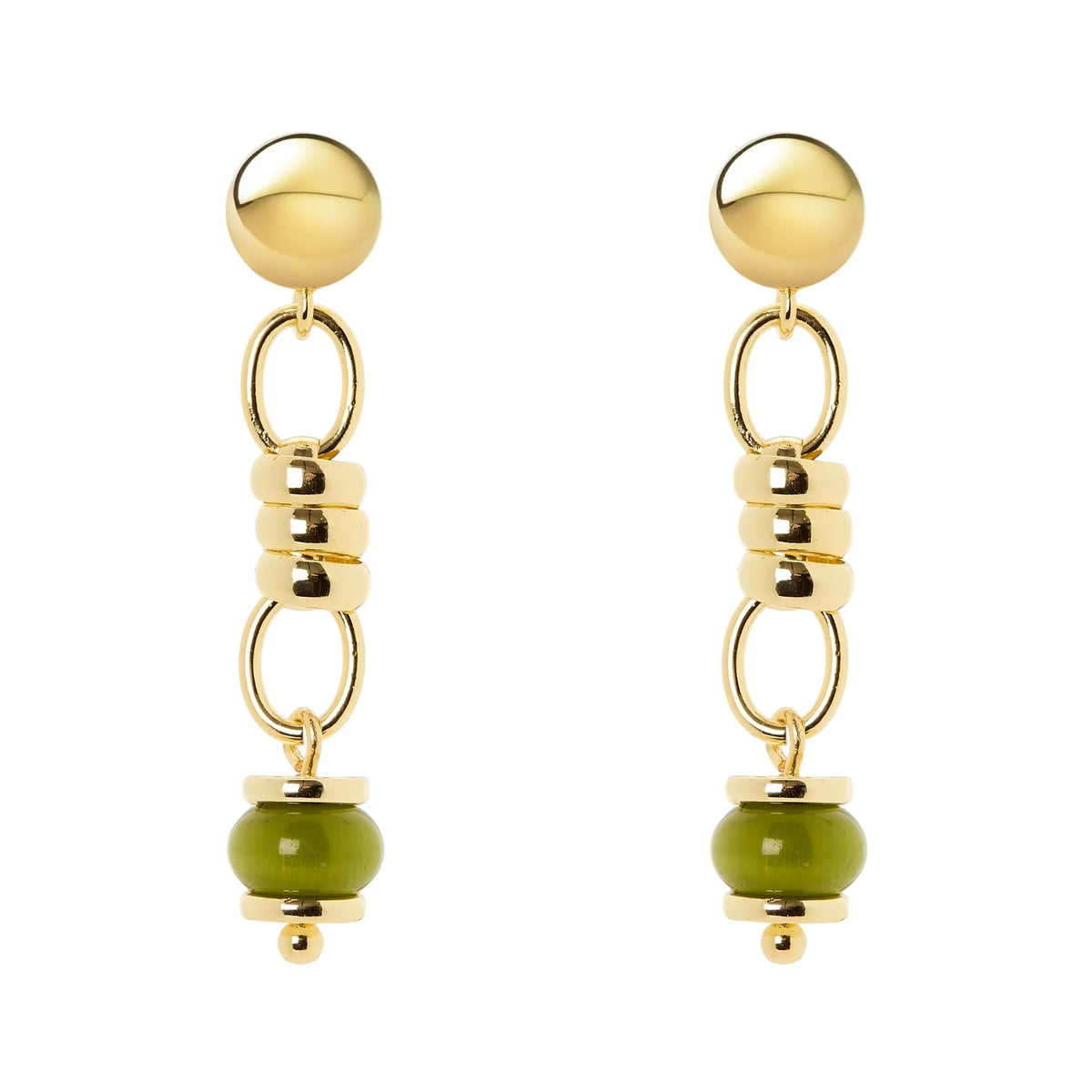Orecchini maglie ovali anellini boule Modern Muse - Oliva