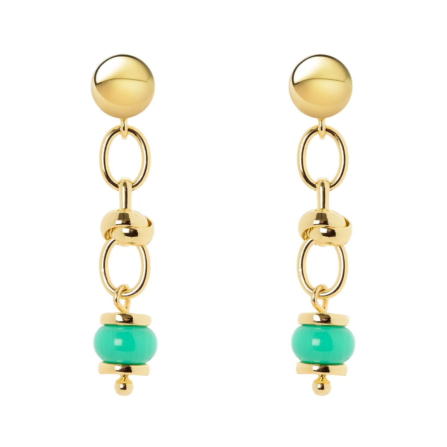 Orecchini maglie ovali anellini boule Modern Muse - Verde