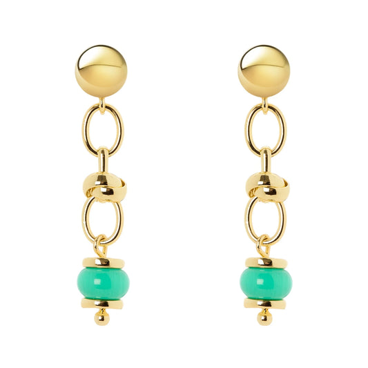 Orecchini maglie ovali anellini boule Modern Muse - Verde