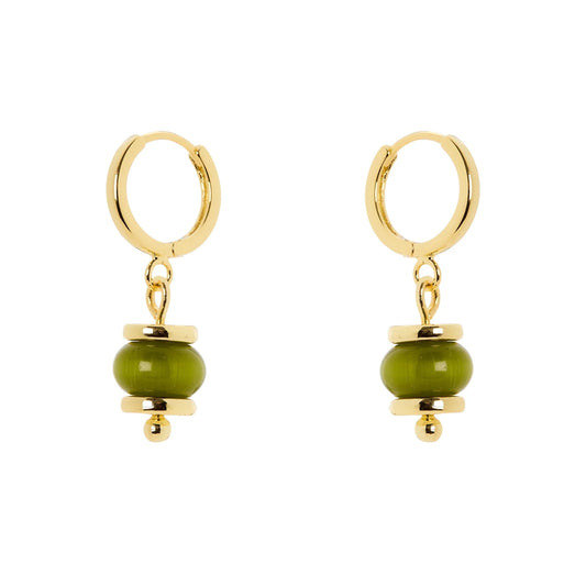 Orecchini cerchietto e boule pendente Modern Muse - Oliva