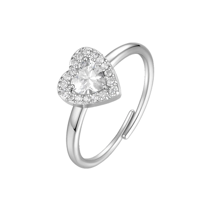 ANELLO DONNA IN ACCIAIO CON CUORE CON ZIRCONI BIANCHI