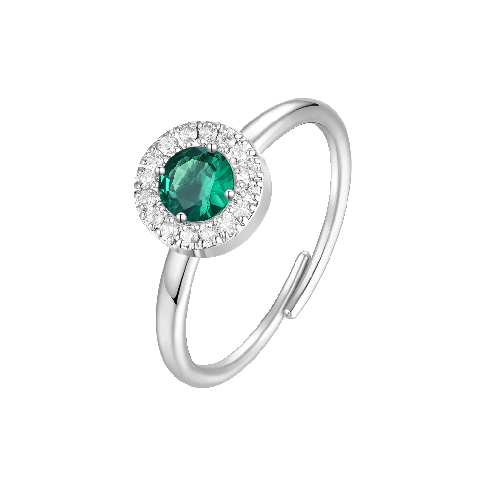 ANELLO DONNA IN ACCIAIO CON ELEMENTO CON ZIRCONI VERDI E BIANCHI