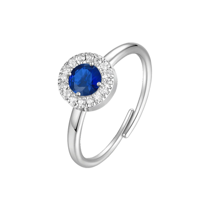 ANELLO DONNA IN ACCIAIO CON ELEMENTO CON ZIRCONI BLU E BIANCHI