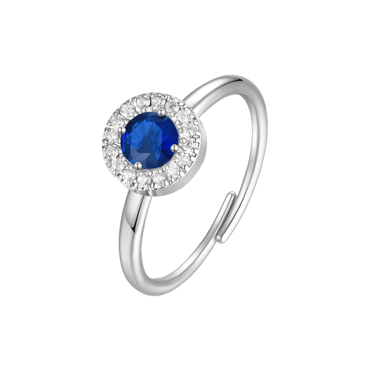 ANELLO DONNA IN ACCIAIO CON ELEMENTO CON ZIRCONI BLU E BIANCHI