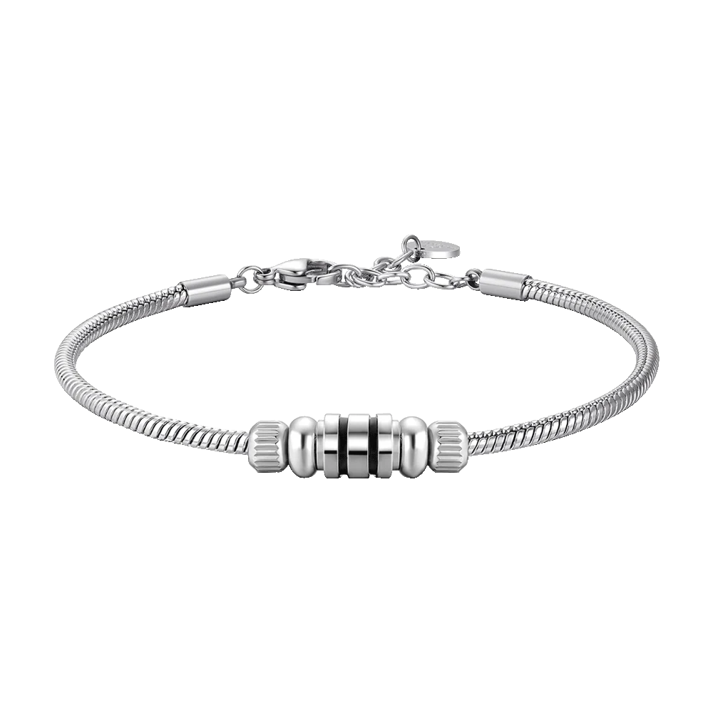 BRACCIALE UOMO IN ACCIAIO CON ELEMENTO CON SMALTO NERO
