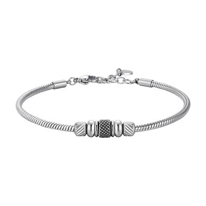 BRACCIALE UOMO IN ACCIAIO CON ELEMENTO CON SMALTO NERO