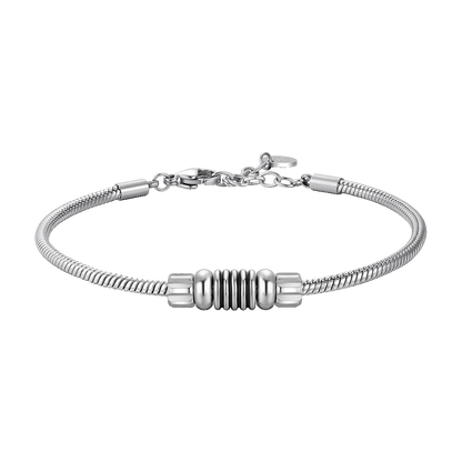 BRACCIALE UOMO IN ACCIAIO CON ELEMENTO CON SMALTO NERO