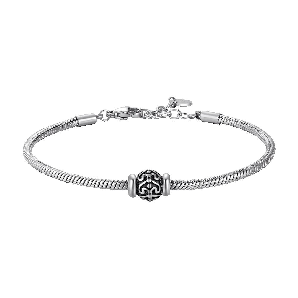 BRACCIALE UOMO IN ACCIAIO CON ELEMENTO CON SMALTO NERO