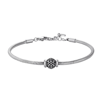 BRACCIALE UOMO IN ACCIAIO CON ELEMENTO CON SMALTO NERO