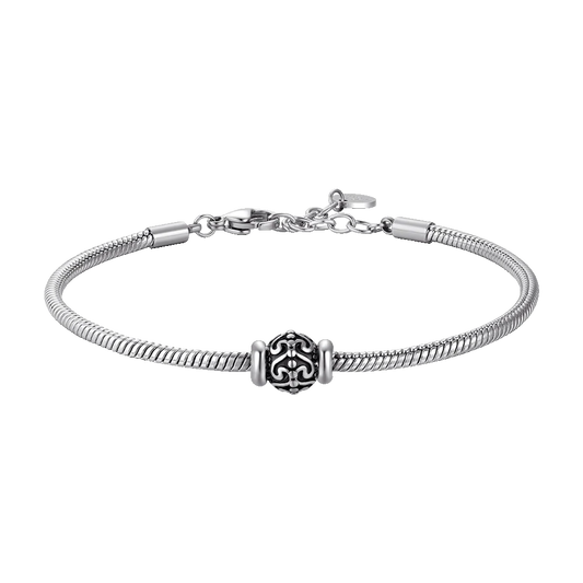 BRACCIALE UOMO IN ACCIAIO CON ELEMENTO CON SMALTO NERO