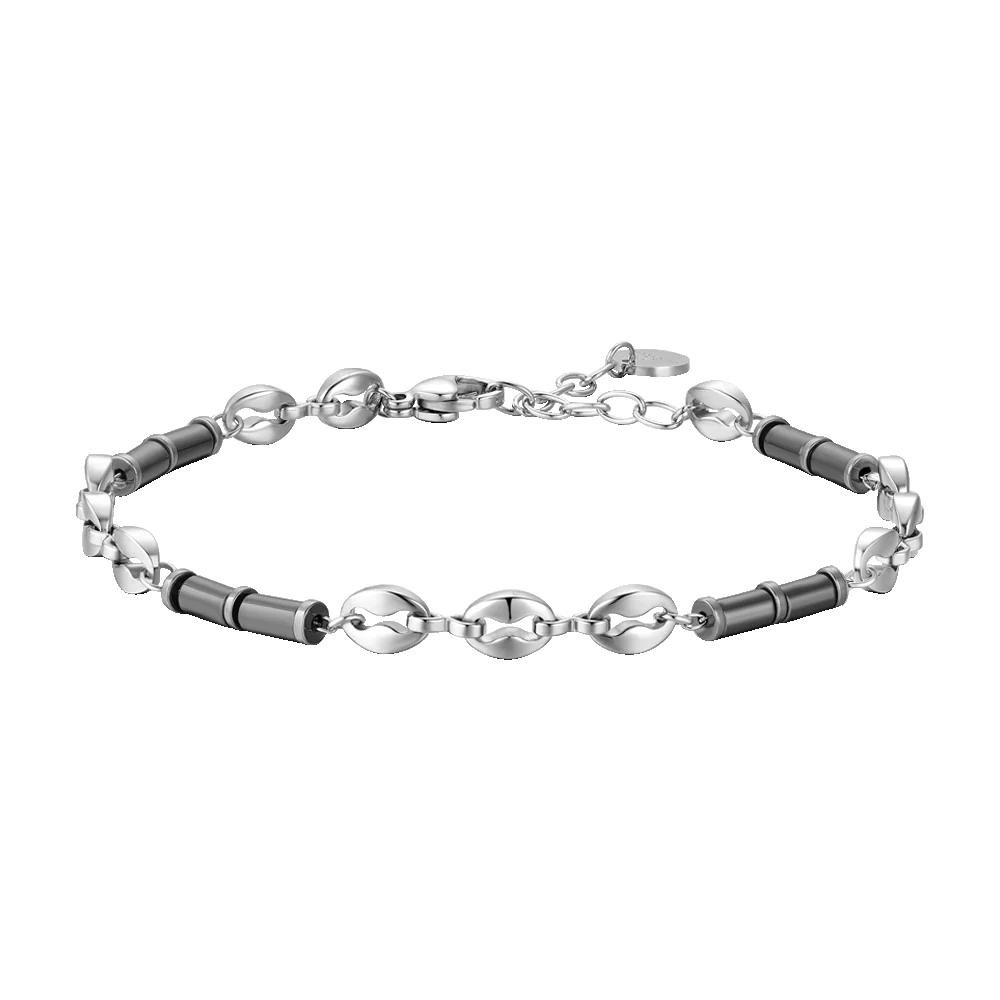 BRACCIALE UOMO IN ACCIAIO CON EMATITE GRIGIA