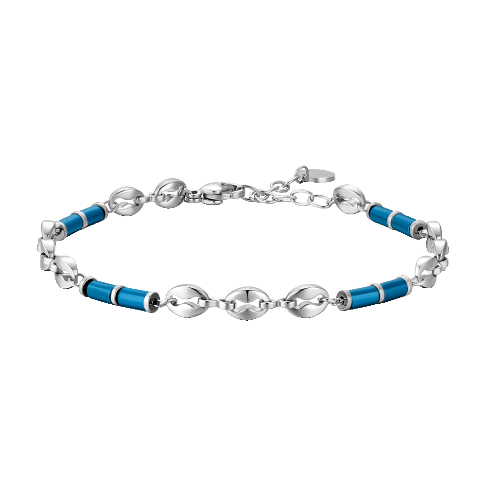 BRACCIALE UOMO IN ACCIAIO CON EMATITE BLU