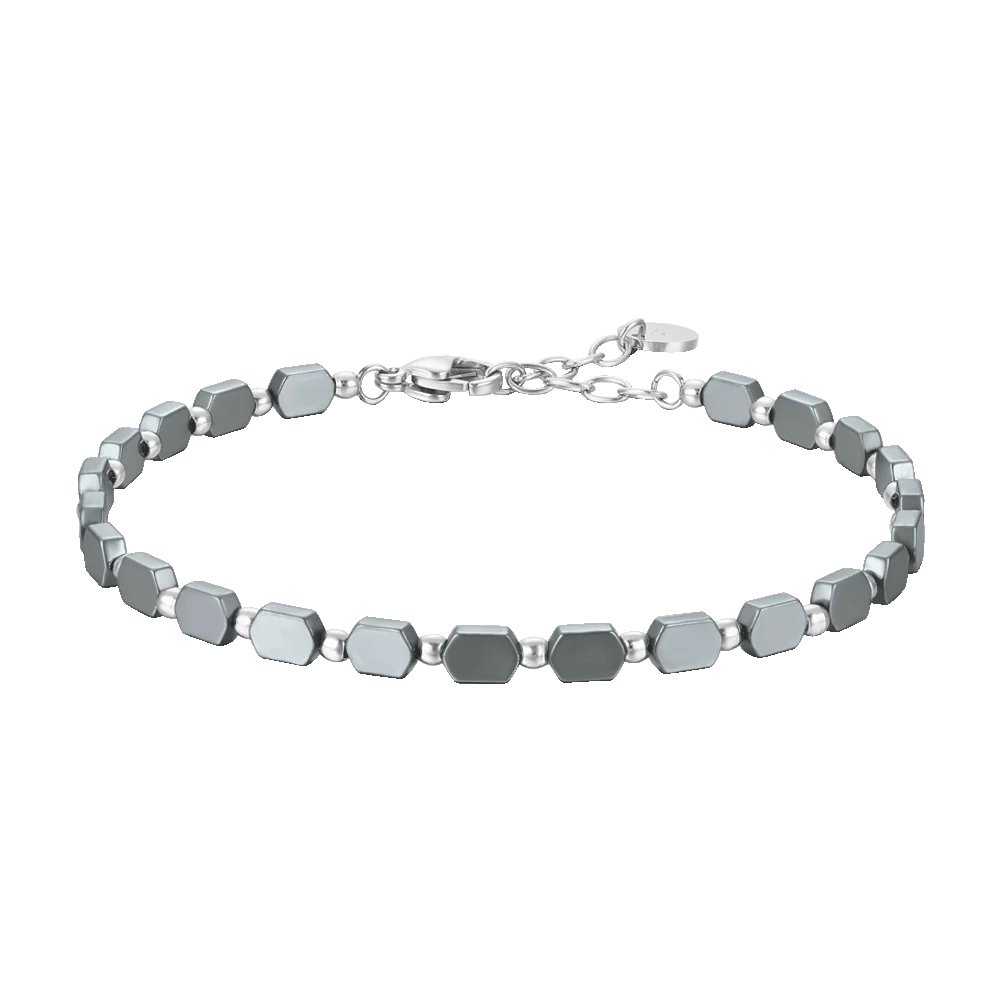 BRACCIALE UOMO IN ACCIAIO CON EMATITE GRIGIA