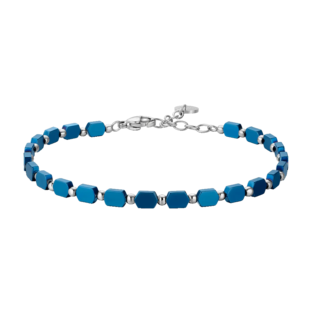 BRACCIALE UOMO IN ACCIAIO CON EMATITE BLU