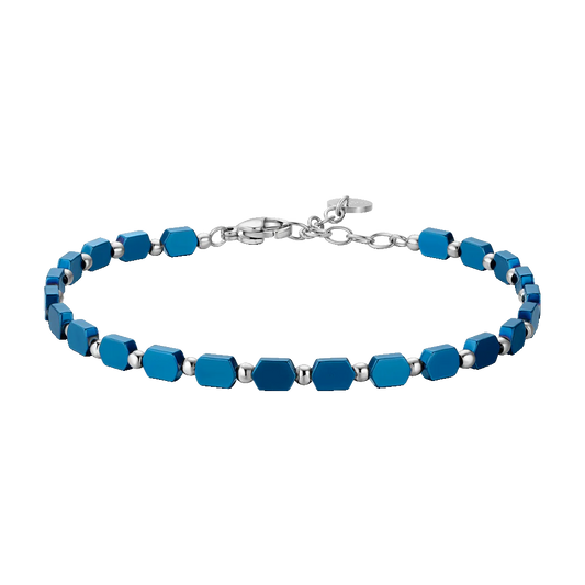 BRACCIALE UOMO IN ACCIAIO CON EMATITE BLU