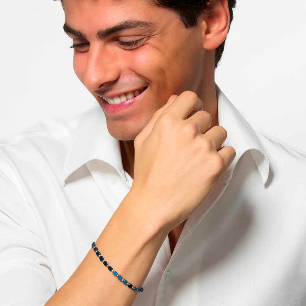 BRACCIALE UOMO IN ACCIAIO CON EMATITE BLU