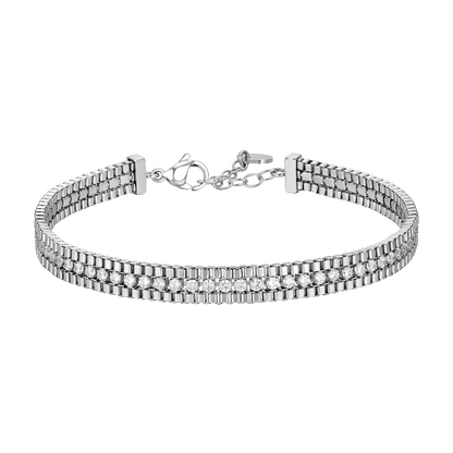 BRACCIALE UOMO IN ACCIAIO E ZIRCONI BIANCHI