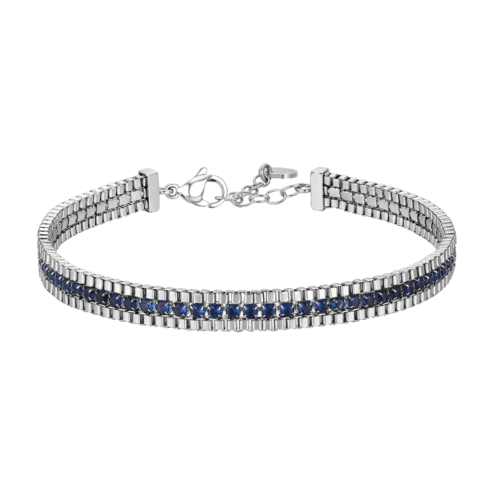 BRACCIALE UOMO IN ACCIAIO E ZIRCONI BLU