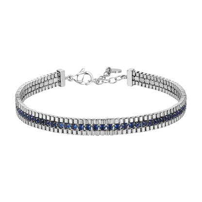 BRACCIALE UOMO IN ACCIAIO E ZIRCONI BLU