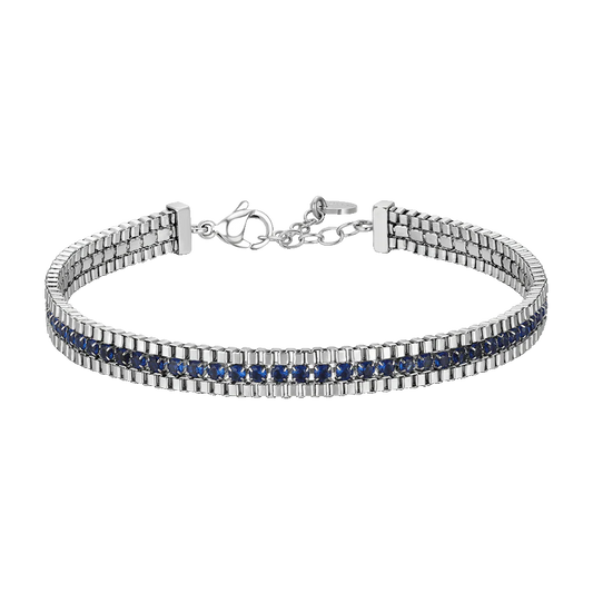BRACCIALE UOMO IN ACCIAIO E ZIRCONI BLU